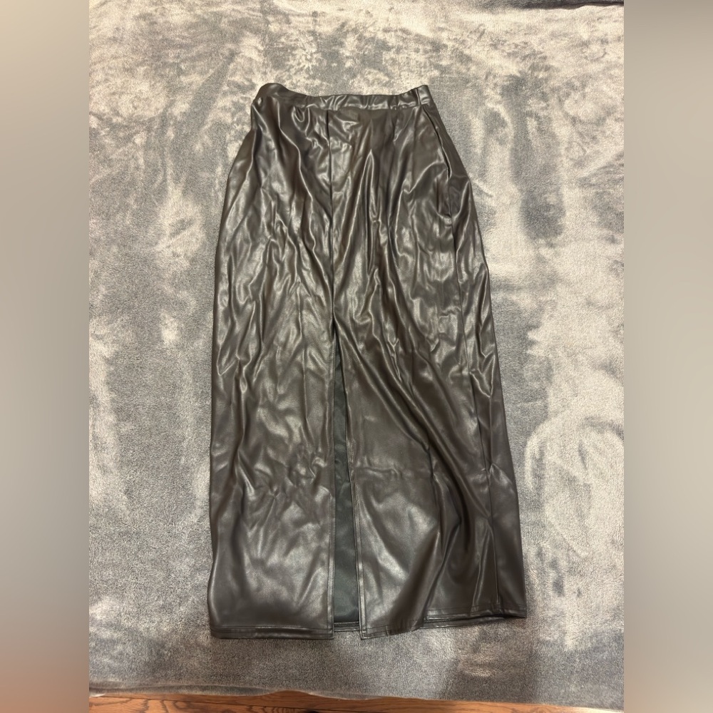 Boohoo Black Faux Leather Maxi Skirt
